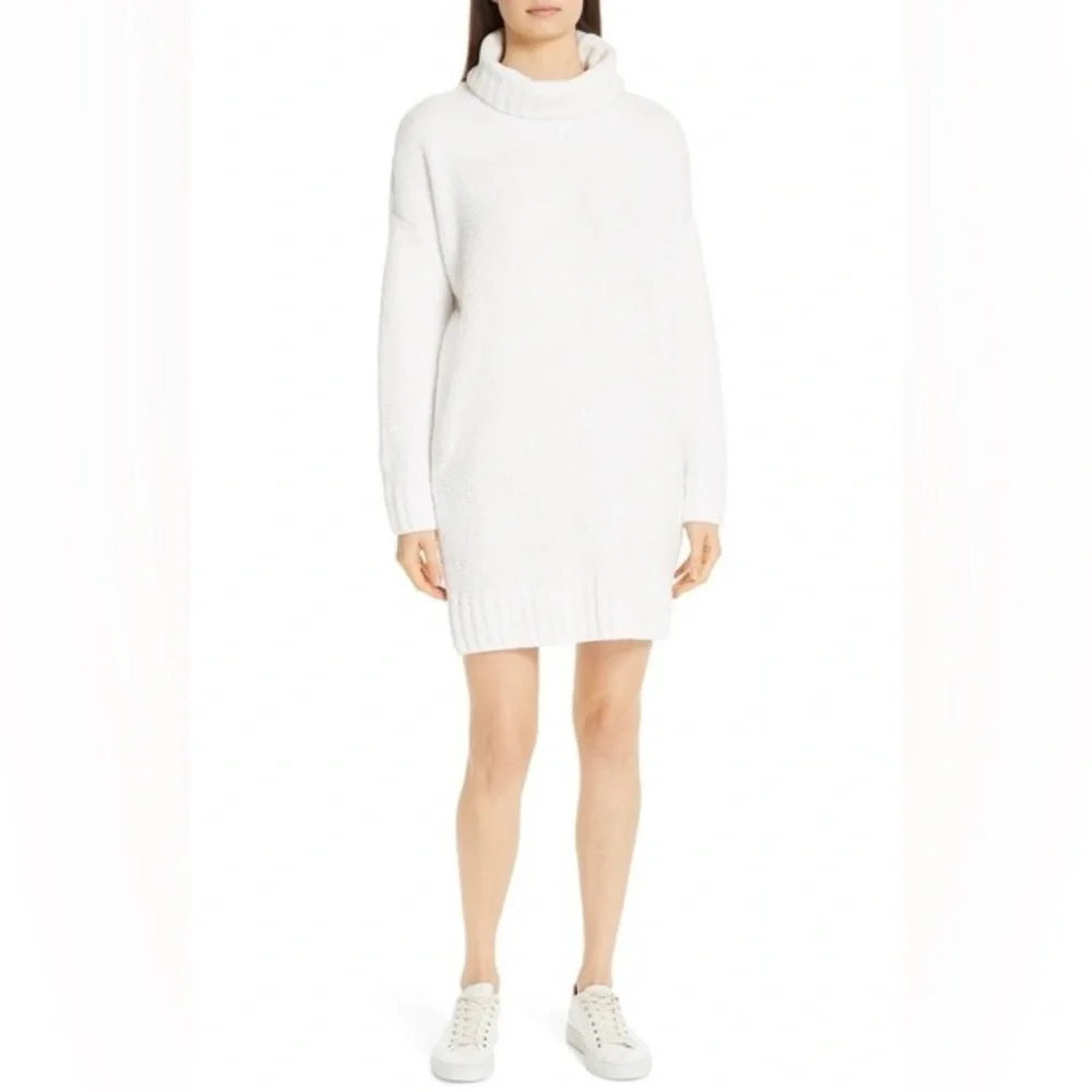 NWT ATM Anthony Thomas Melillo Chalk Turtleneck Chenille Sweater Dress - Picture 3 of 16